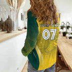 Australia Cricket Custom Indigenous Women Casual Shirt Aboriginal Arts GO Aussie
