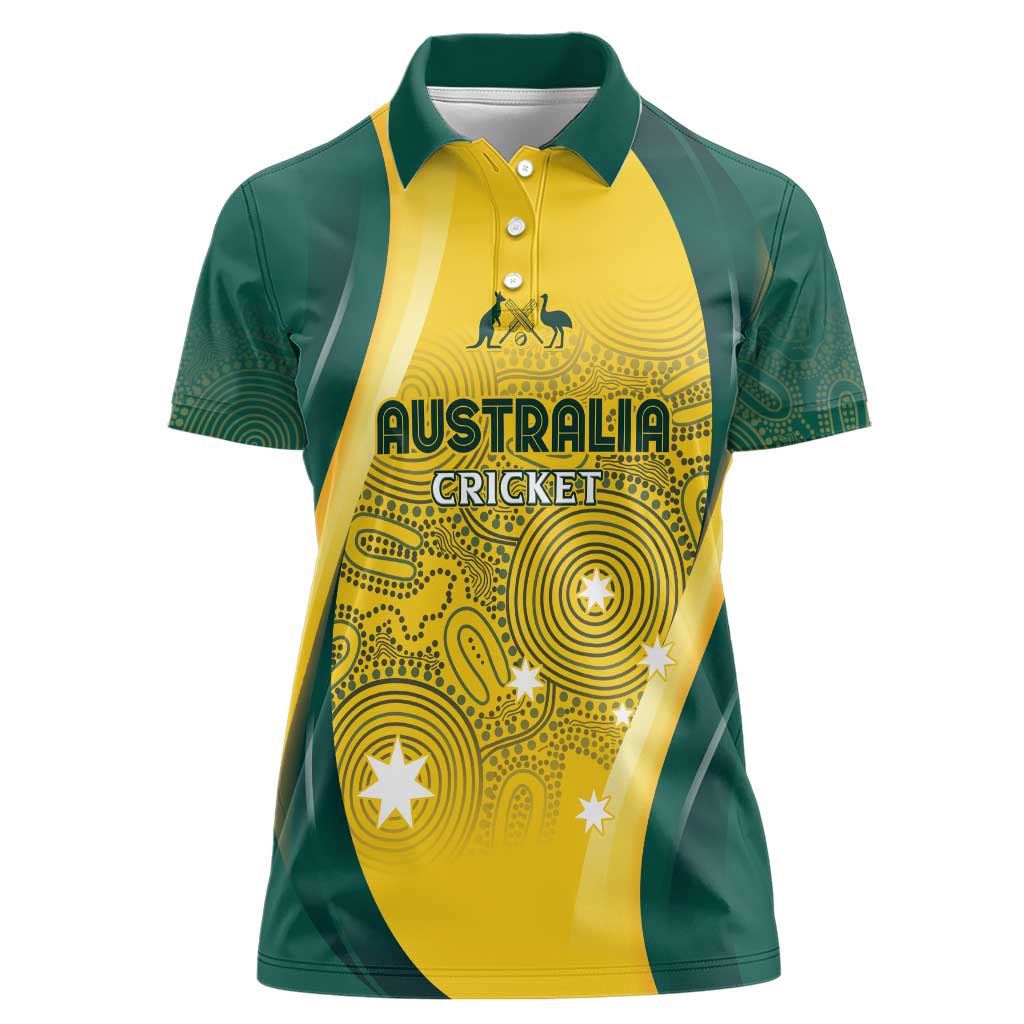 Australia Cricket Custom Indigenous Women Polo Shirt Aboriginal Arts GO Aussie