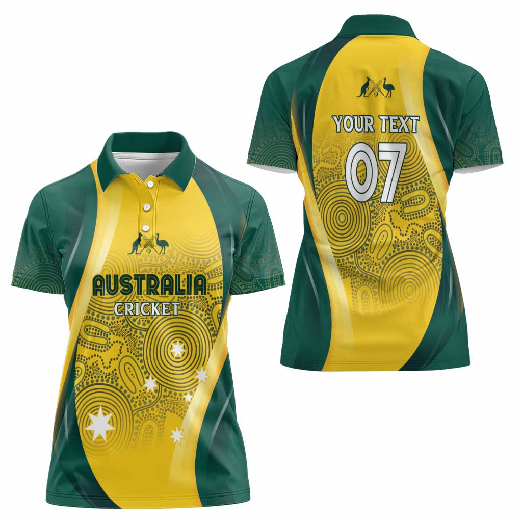Australia Cricket Custom Indigenous Women Polo Shirt Aboriginal Arts GO Aussie