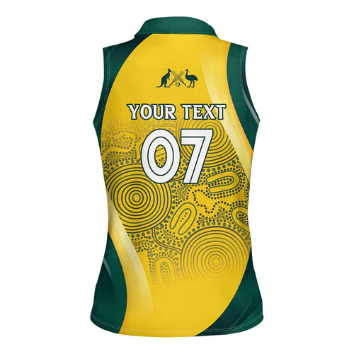 Australia Cricket Custom Indigenous Women Sleeveless Polo Shirt Aboriginal Arts GO Aussie