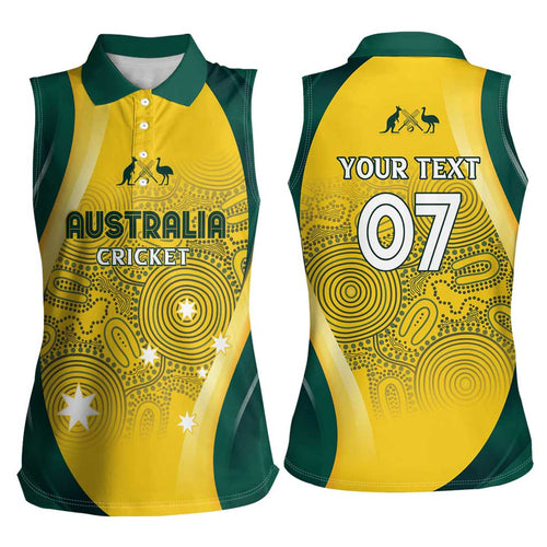 Australia Cricket Custom Indigenous Women Sleeveless Polo Shirt Aboriginal Arts GO Aussie