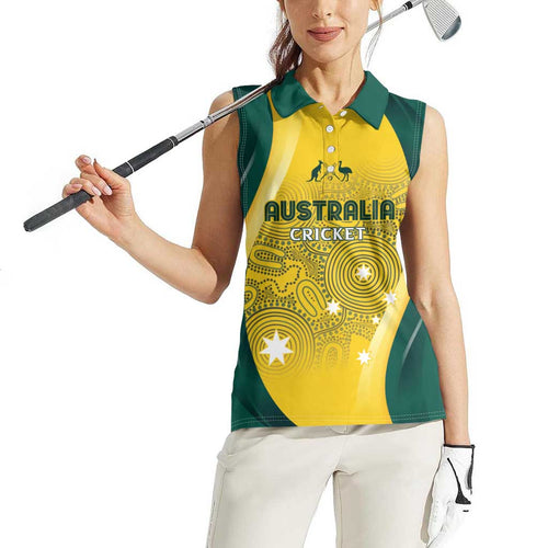 Australia Cricket Custom Indigenous Women Sleeveless Polo Shirt Aboriginal Arts GO Aussie