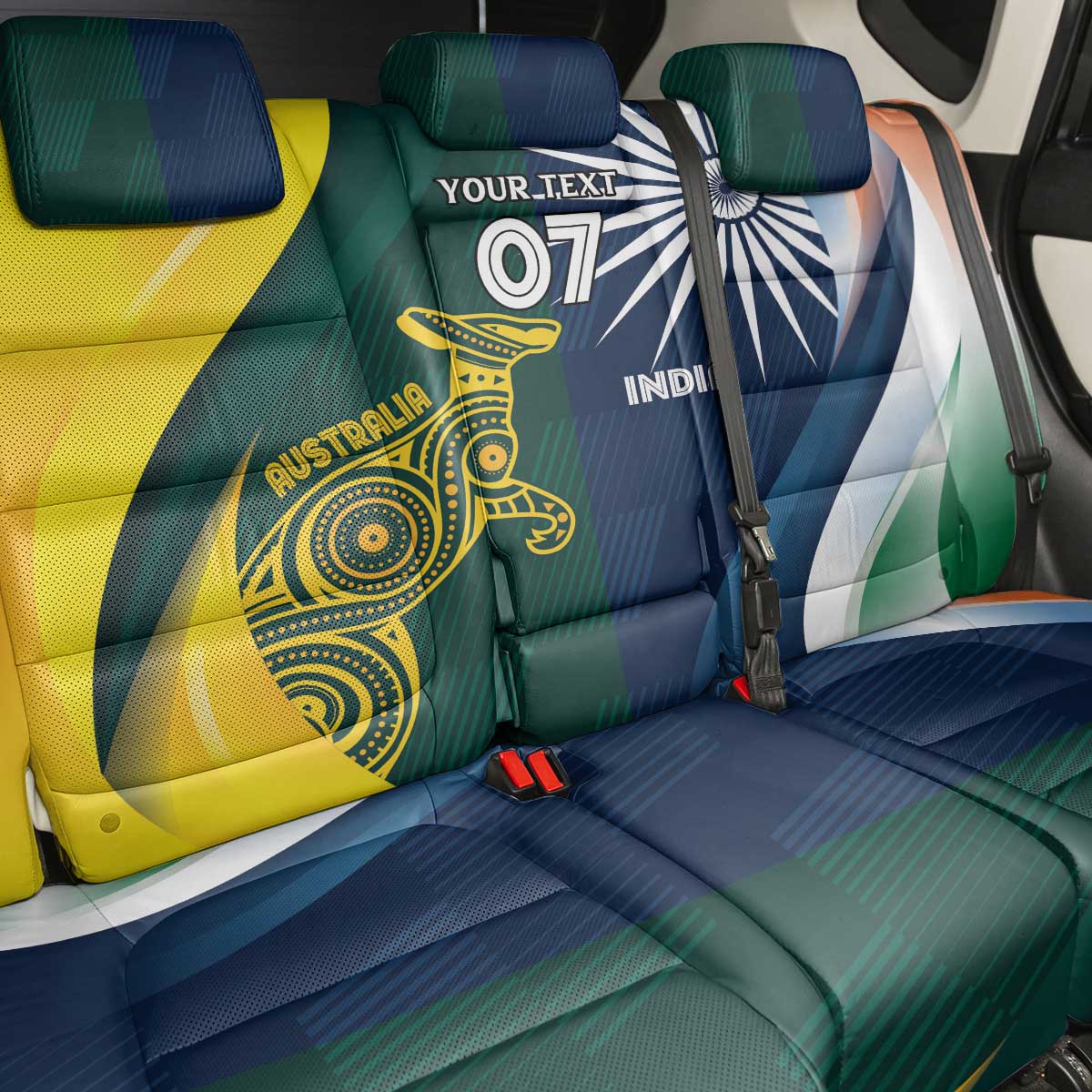 Custom India and Australia Cricket Back Car Seat Cover Special Half-Half Mix