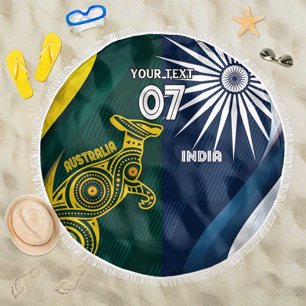 Custom India and Australia Cricket Beach Blanket Special Half-Half Mix