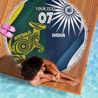 Custom India and Australia Cricket Beach Blanket Special Half-Half Mix