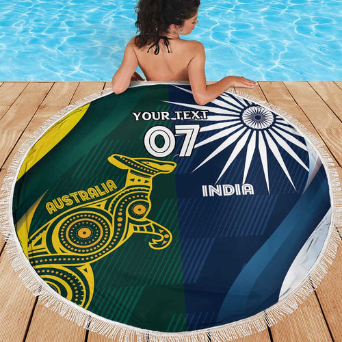 Custom India and Australia Cricket Beach Blanket Special Half-Half Mix