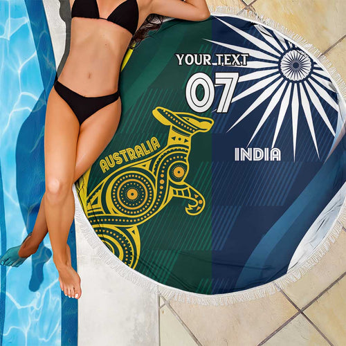 Custom India and Australia Cricket Beach Blanket Special Half-Half Mix