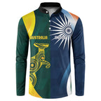 Custom India and Australia Cricket Button Sweatshirt Special Half-Half Mix