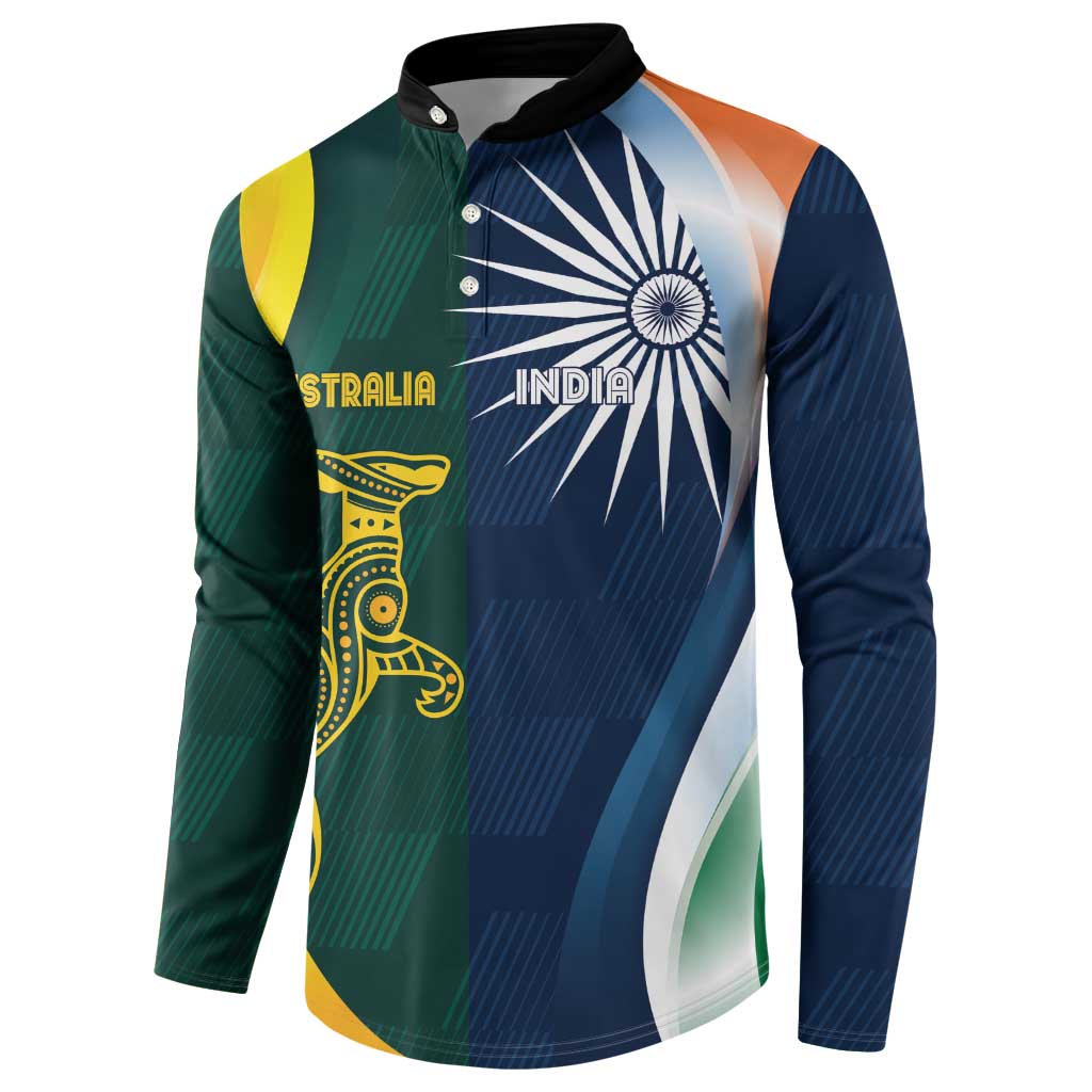Custom India and Australia Cricket Button Sweatshirt Special Half-Half Mix