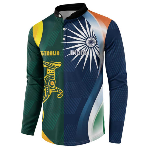 Custom India and Australia Cricket Button Sweatshirt Special Half-Half Mix