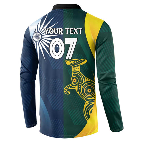 Custom India and Australia Cricket Button Sweatshirt Special Half-Half Mix