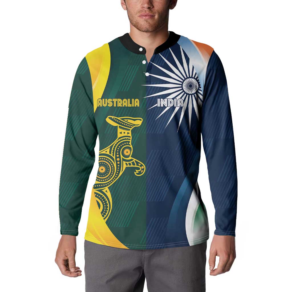 Custom India and Australia Cricket Button Sweatshirt Special Half-Half Mix