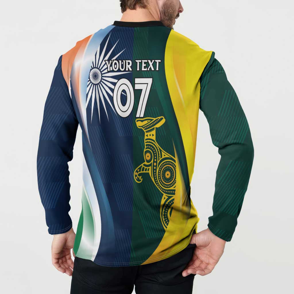 Custom India and Australia Cricket Button Sweatshirt Special Half-Half Mix