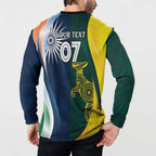 Custom India and Australia Cricket Button Sweatshirt Special Half-Half Mix