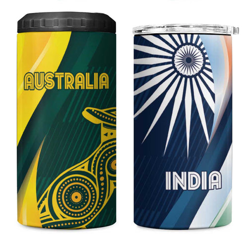 Custom India and Australia Cricket 4 in 1 Can Cooler Tumbler Special Half-Half Mix