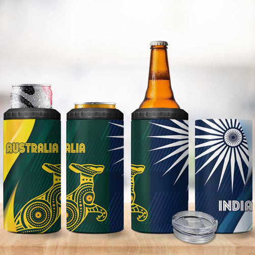 Custom India and Australia Cricket 4 in 1 Can Cooler Tumbler Special Half-Half Mix