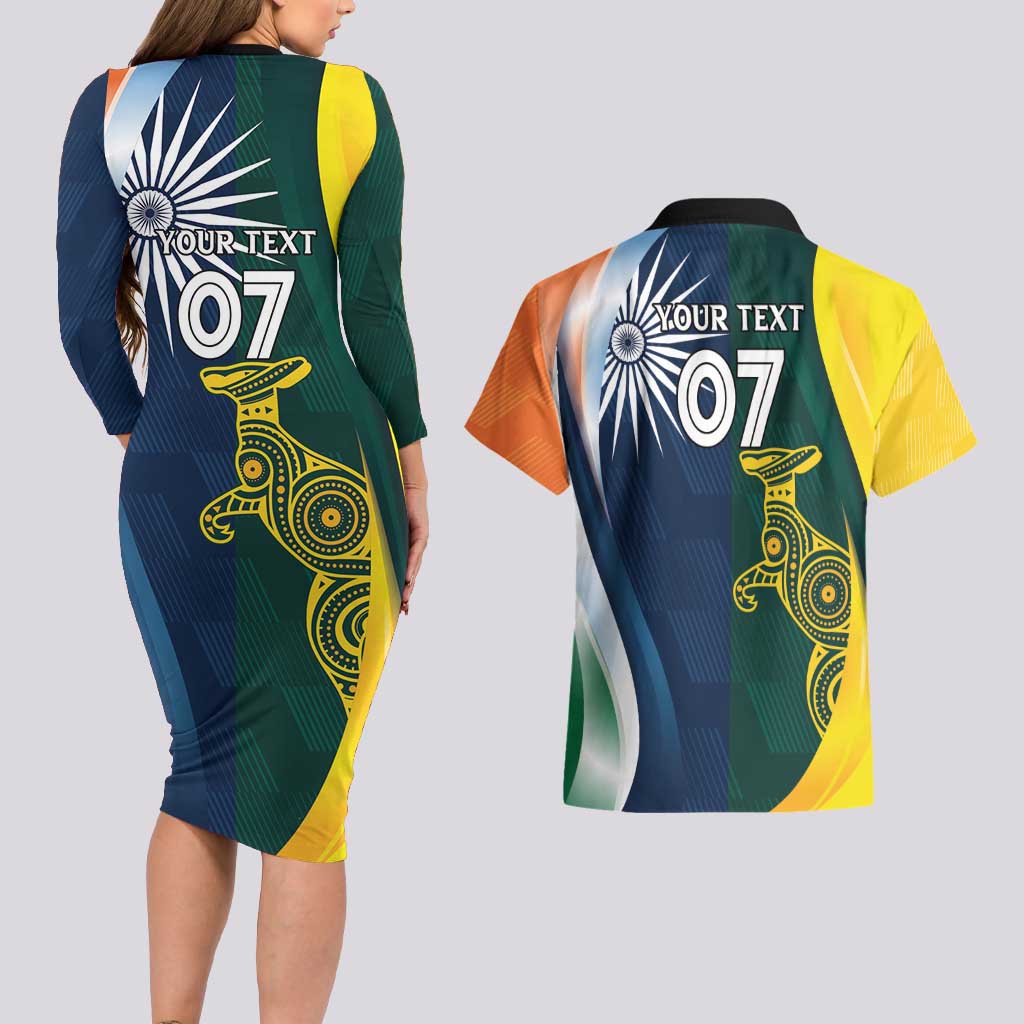 Custom India and Australia Cricket Couples Matching Long Sleeve Bodycon Dress and Hawaiian Shirt Special Half-Half Mix