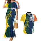 Custom India and Australia Cricket Couples Matching Mermaid Dress and Hawaiian Shirt Special Half-Half Mix