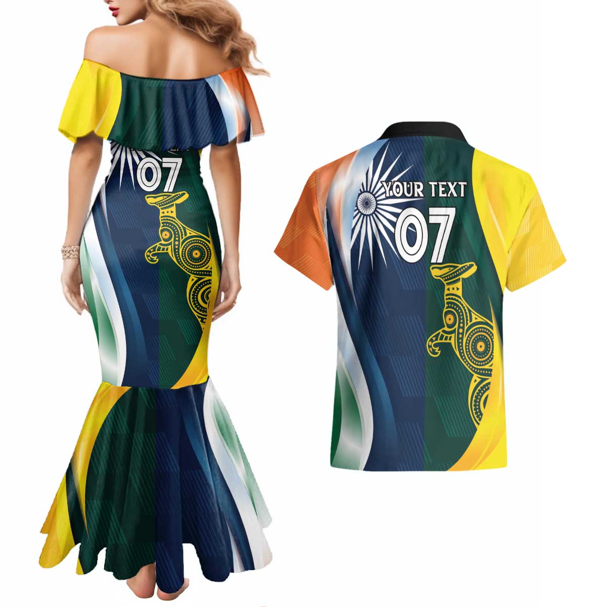 Custom India and Australia Cricket Couples Matching Mermaid Dress and Hawaiian Shirt Special Half-Half Mix