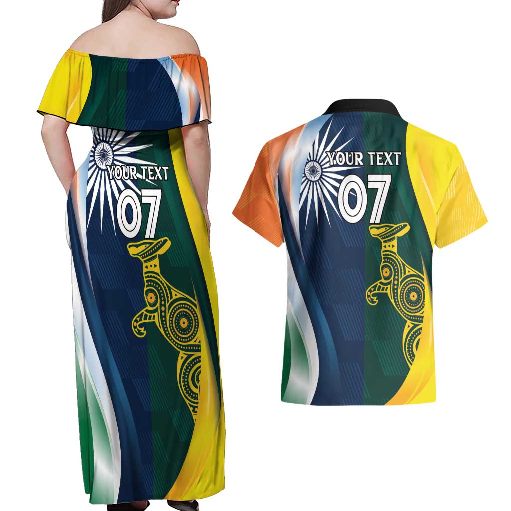 Custom India and Australia Cricket Couples Matching Off Shoulder Maxi Dress and Hawaiian Shirt Special Half-Half Mix