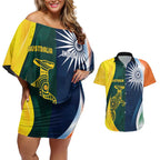 Custom India and Australia Cricket Couples Matching Off Shoulder Short Dress and Hawaiian Shirt Special Half-Half Mix