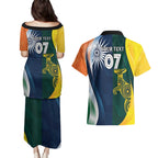 Custom India and Australia Cricket Couples Matching Puletasi and Hawaiian Shirt Special Half-Half Mix