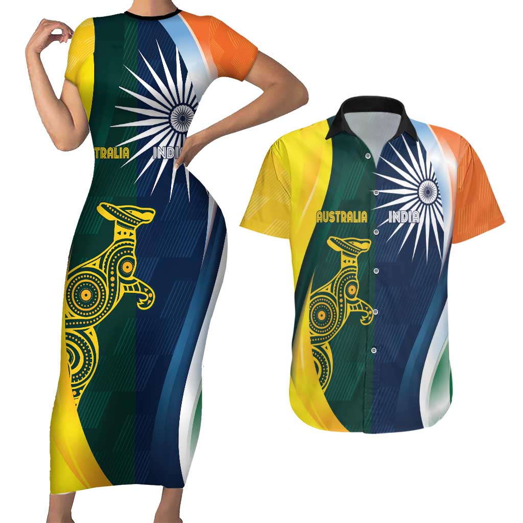 Custom India and Australia Cricket Couples Matching Short Sleeve Bodycon Dress and Hawaiian Shirt Special Half-Half Mix