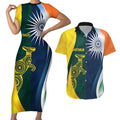 Custom India and Australia Cricket Couples Matching Short Sleeve Bodycon Dress and Hawaiian Shirt Special Half-Half Mix