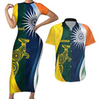 Custom India and Australia Cricket Couples Matching Short Sleeve Bodycon Dress and Hawaiian Shirt Special Half-Half Mix