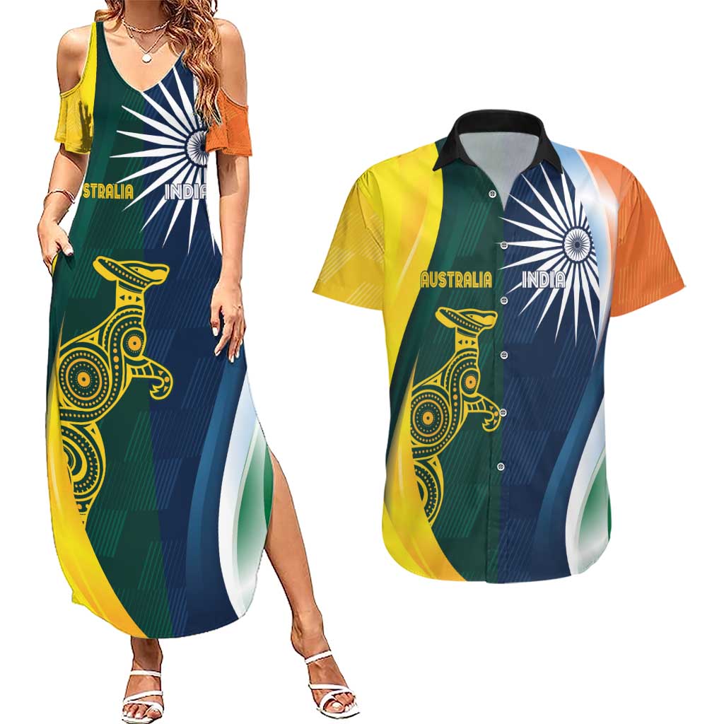 Custom India and Australia Cricket Couples Matching Summer Maxi Dress and Hawaiian Shirt Special Half-Half Mix