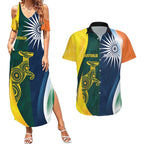 Custom India and Australia Cricket Couples Matching Summer Maxi Dress and Hawaiian Shirt Special Half-Half Mix