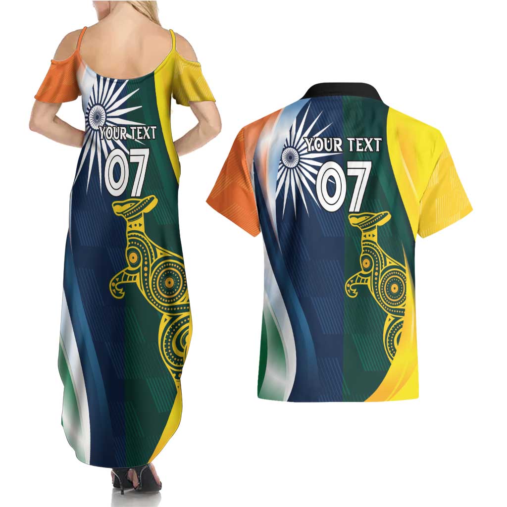 Custom India and Australia Cricket Couples Matching Summer Maxi Dress and Hawaiian Shirt Special Half-Half Mix