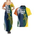 Custom India and Australia Cricket Couples Matching Summer Maxi Dress and Hawaiian Shirt Special Half-Half Mix