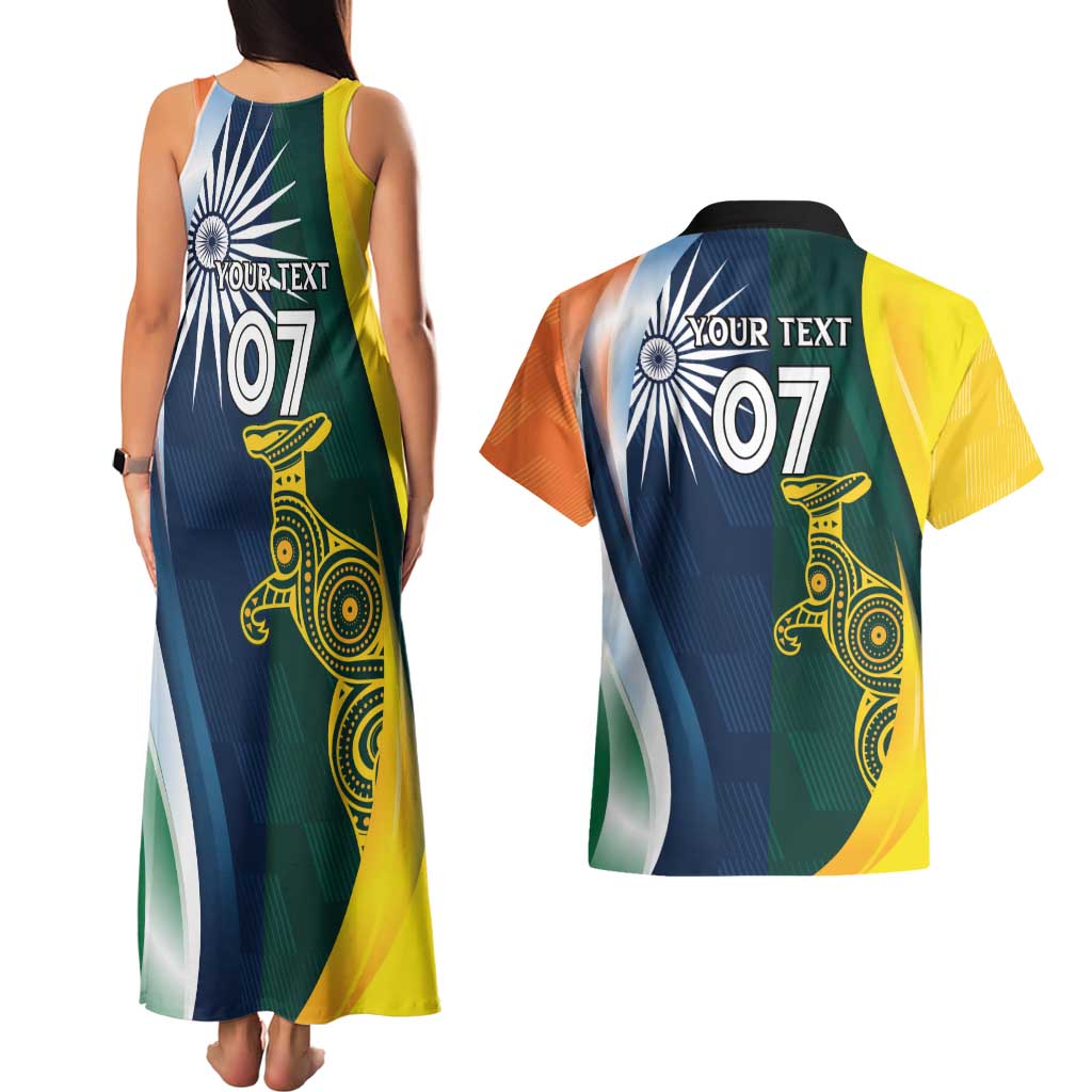 Custom India and Australia Cricket Couples Matching Tank Maxi Dress and Hawaiian Shirt Special Half-Half Mix