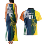 Custom India and Australia Cricket Couples Matching Tank Maxi Dress and Hawaiian Shirt Special Half-Half Mix