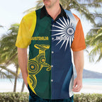 Custom India and Australia Cricket Hawaiian Shirt Special Half-Half Mix