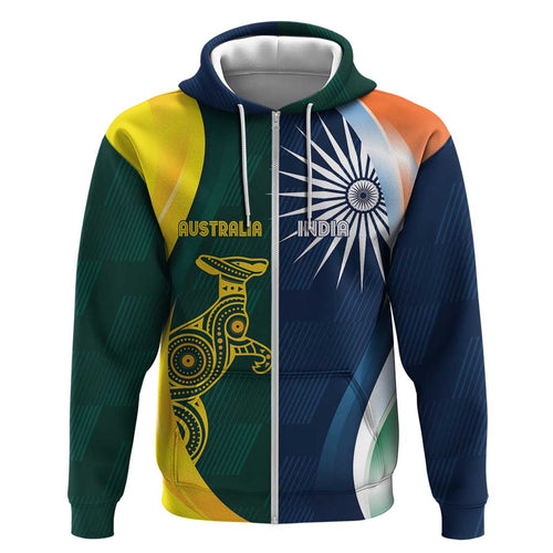 Custom India and Australia Cricket Hoodie Special Half-Half Mix