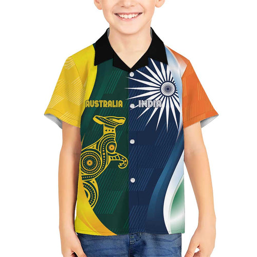 Custom India and Australia Cricket Kid Hawaiian Shirt Special Half-Half Mix