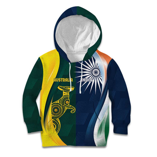 Custom India and Australia Cricket Kid Hoodie Special Half-Half Mix