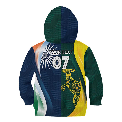 Custom India and Australia Cricket Kid Hoodie Special Half-Half Mix