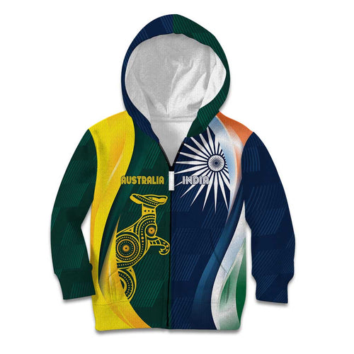 Custom India and Australia Cricket Kid Hoodie Special Half-Half Mix