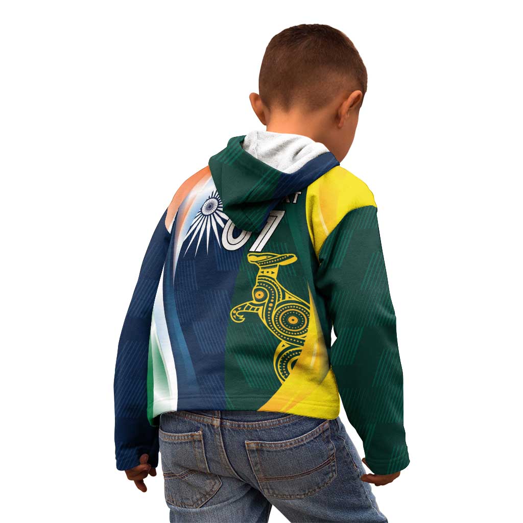 Custom India and Australia Cricket Kid Hoodie Special Half-Half Mix