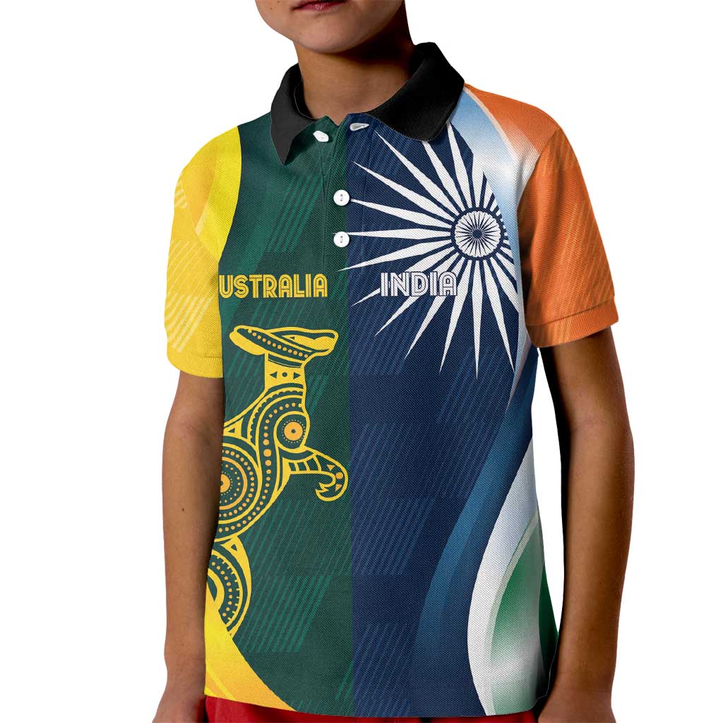 Custom India and Australia Cricket Kid Polo Shirt Special Half-Half Mix