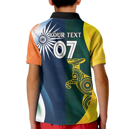 Custom India and Australia Cricket Kid Polo Shirt Special Half-Half Mix