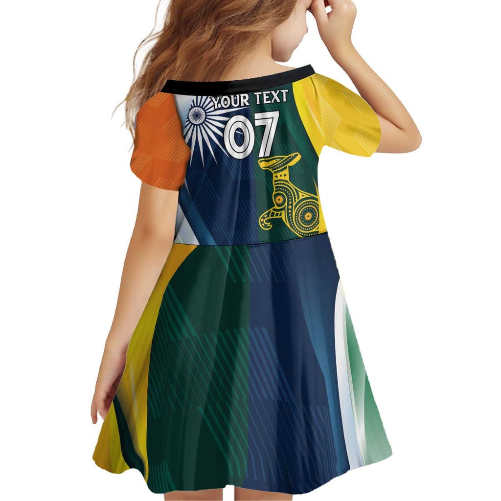Custom India and Australia Cricket Kid Short Sleeve Dress Special Half-Half Mix