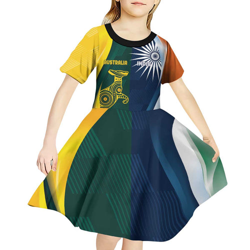 Custom India and Australia Cricket Kid Short Sleeve Dress Special Half-Half Mix