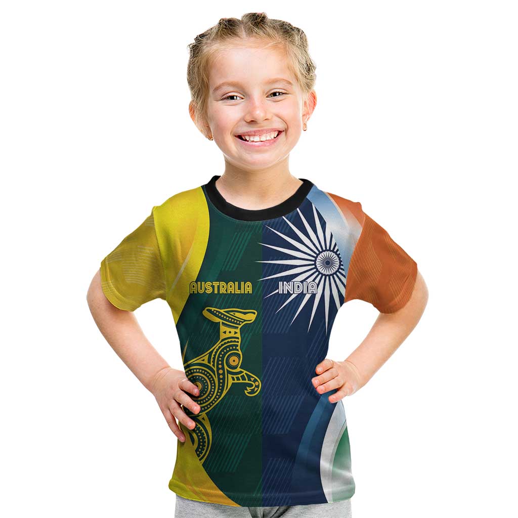Custom India and Australia Cricket Kid T Shirt Special Half-Half Mix