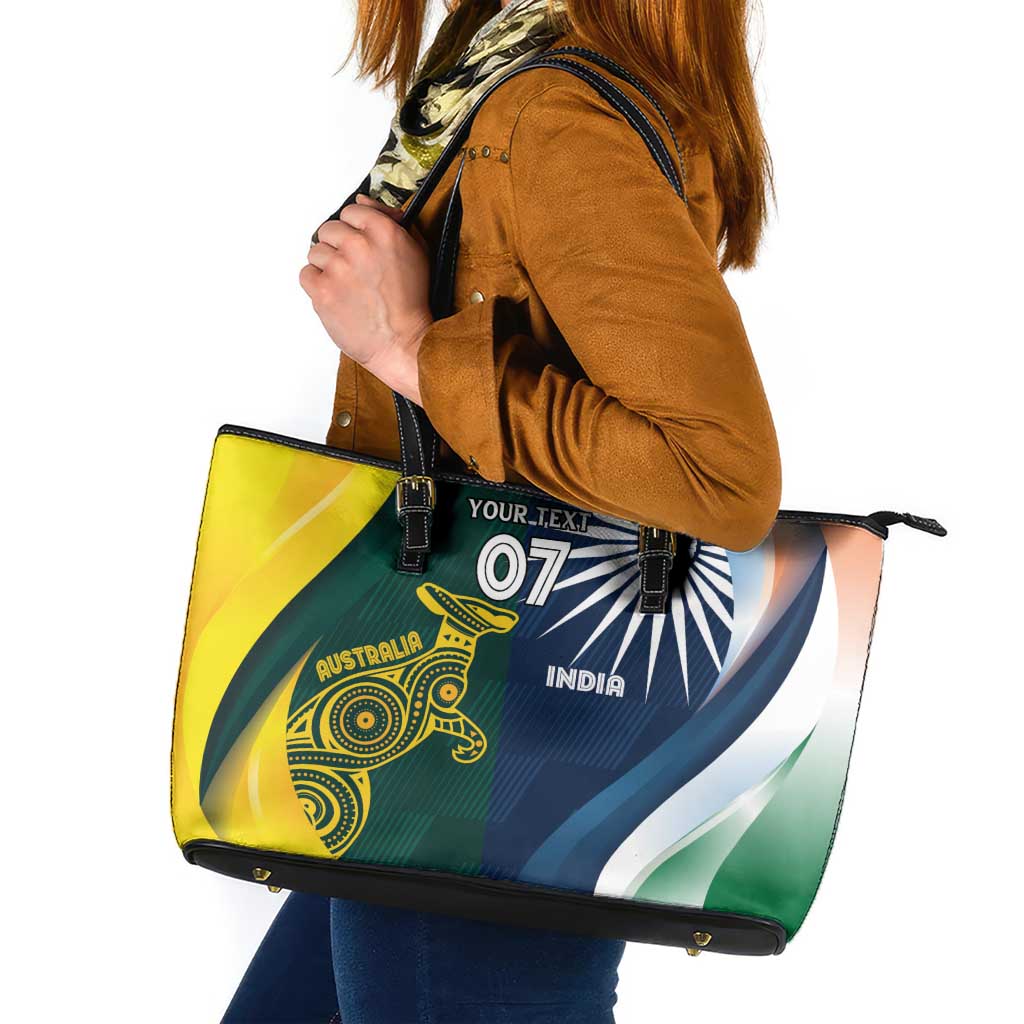 Custom India and Australia Cricket Leather Tote Bag Special Half-Half Mix