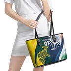 Custom India and Australia Cricket Leather Tote Bag Special Half-Half Mix