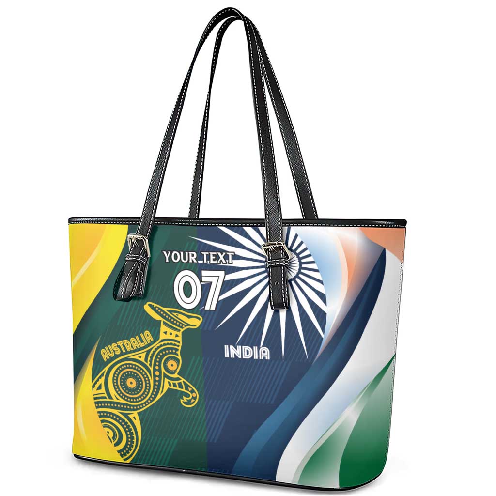 Custom India and Australia Cricket Leather Tote Bag Special Half-Half Mix
